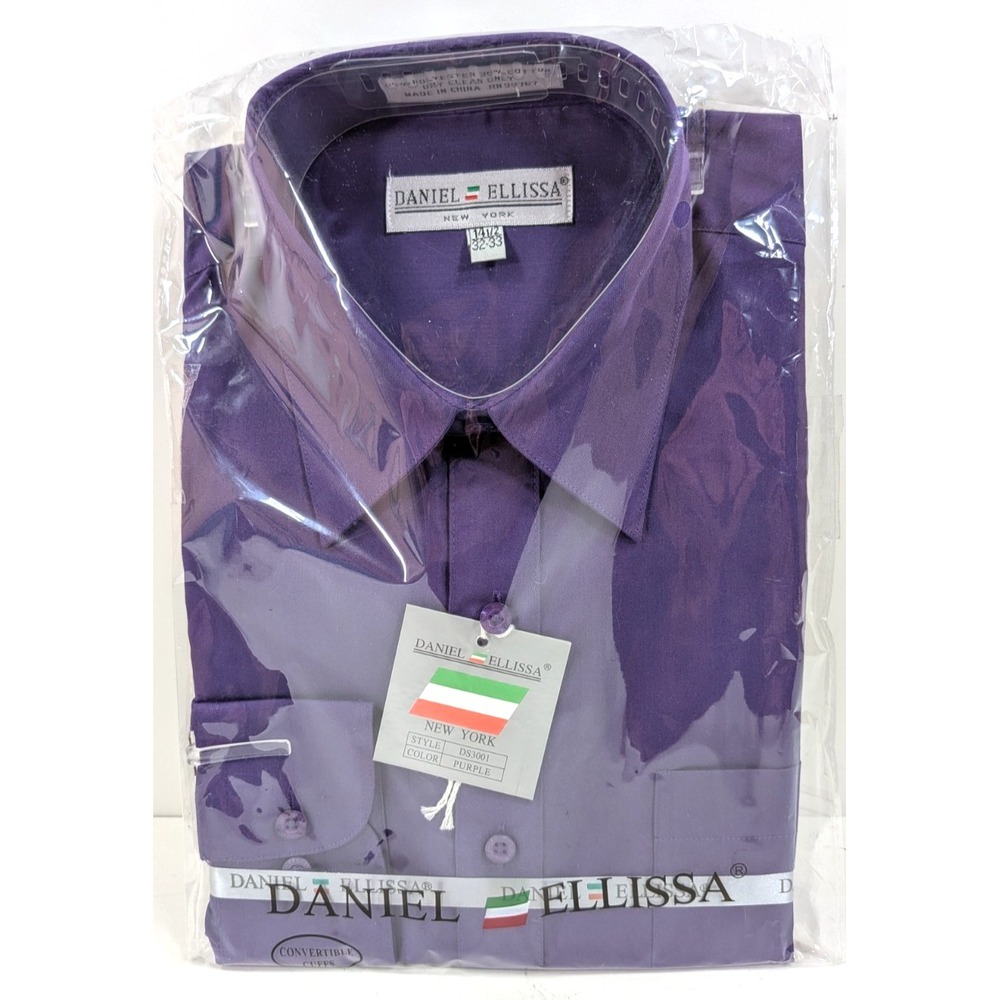 Daniel Ellissa Mens Fashion‎ Dress Shirt PURPLE DS3001 14 1/2 Sleeve 32-33